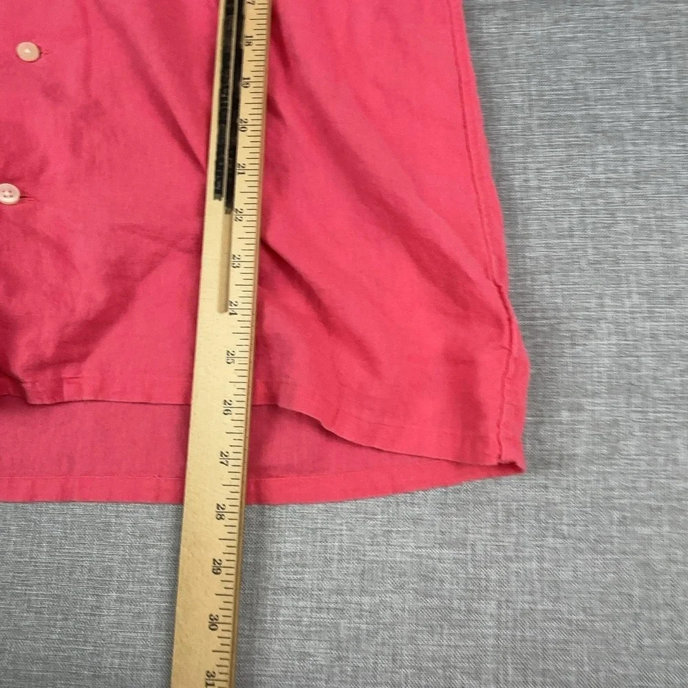Polo Ralph Lauren Shirt Mens Large Pink Linen Short Sleeve Button Up Classic Fit